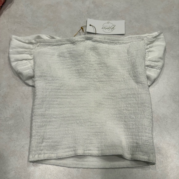 Melanie White Strapless Smocked Bustier Crop Top - Picture 2 of 5